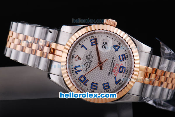 Rolex Datejust Oyster Perpetual Automatic Two Tone with White Dial and Rose Gold Bezel-Blue Marking - Click Image to Close